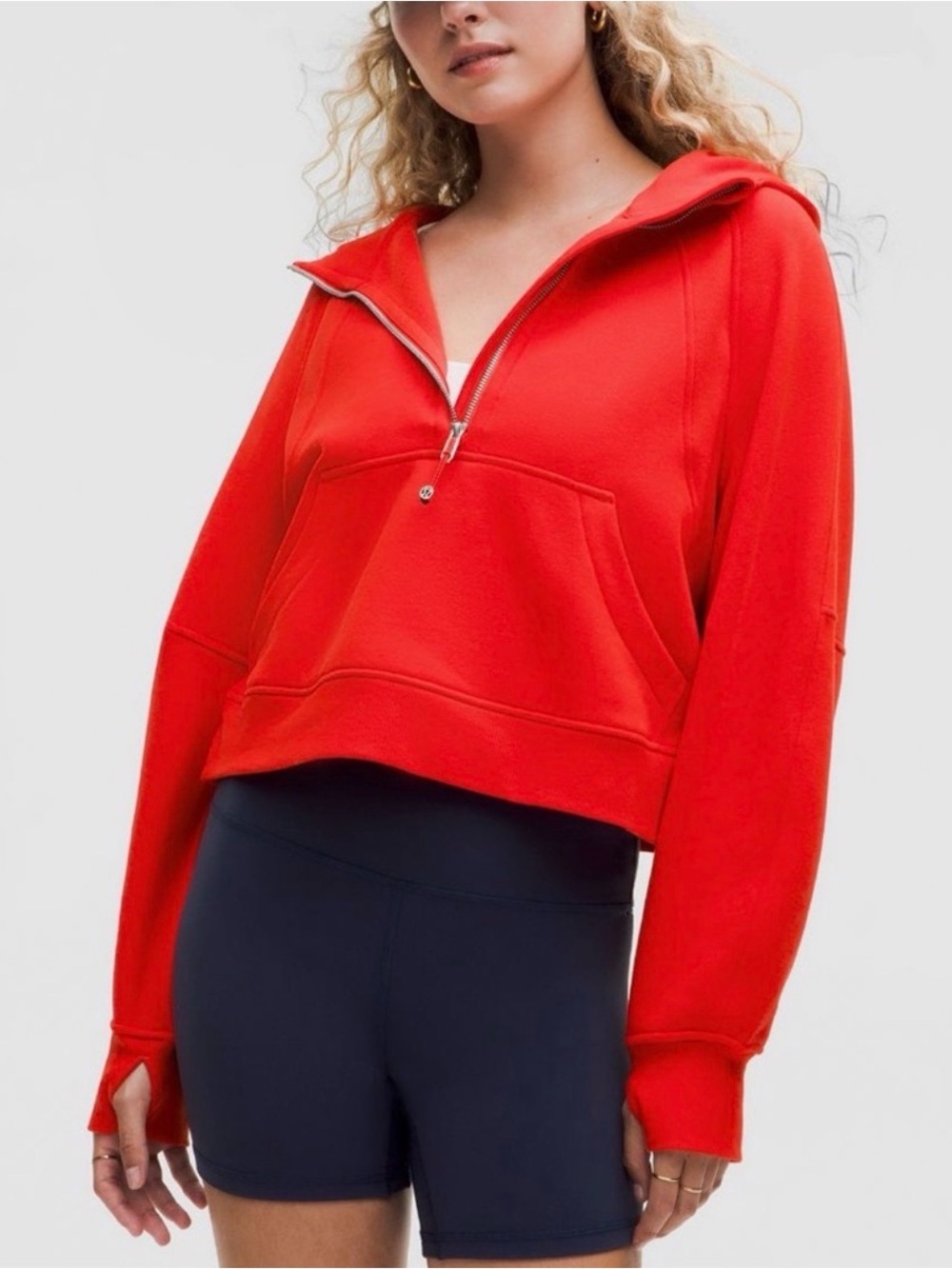 Lululemon Scuba Oversized 1/2 Zip Hoodie Size M/L Color Hot Heat